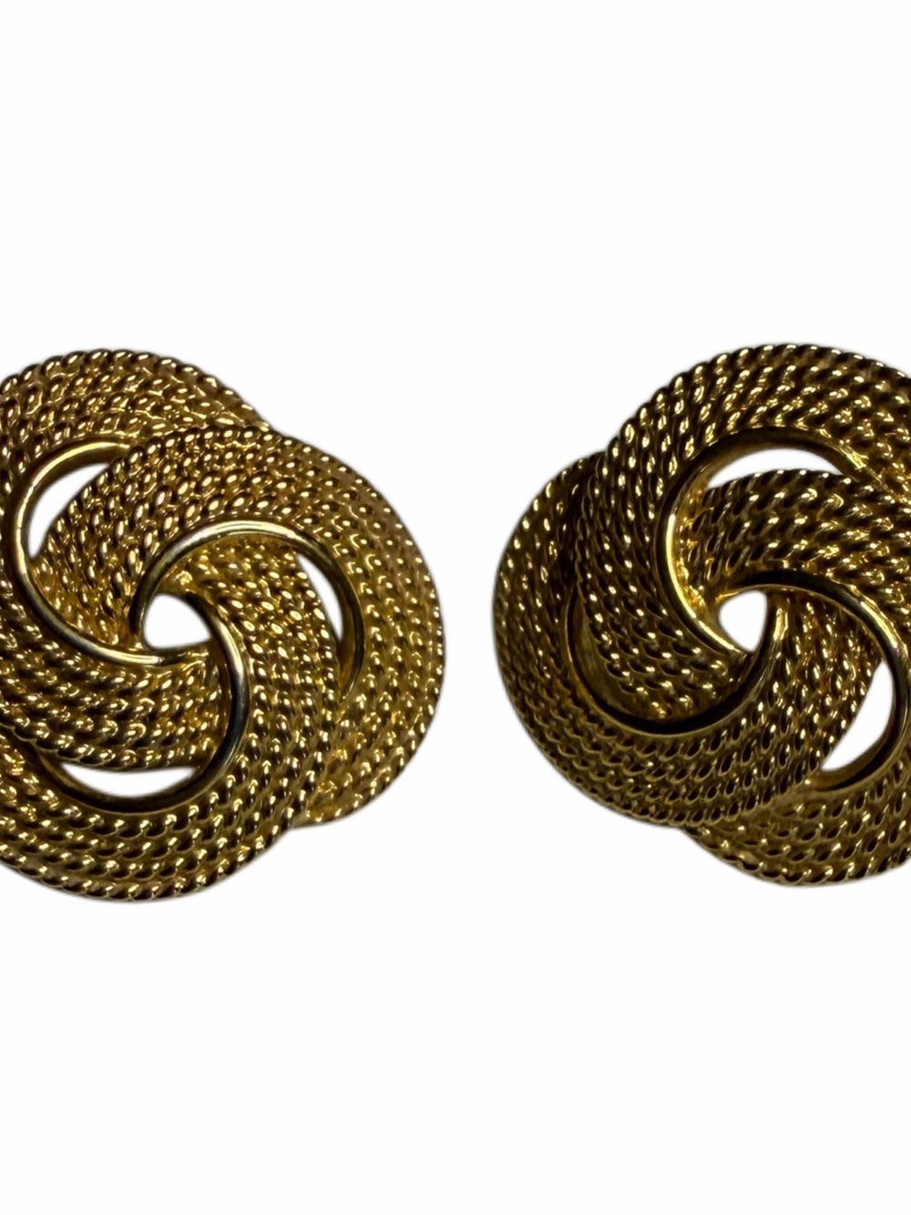 Vintage 80’s Gold Twisted Knot Pierced Earrings Signed Napier